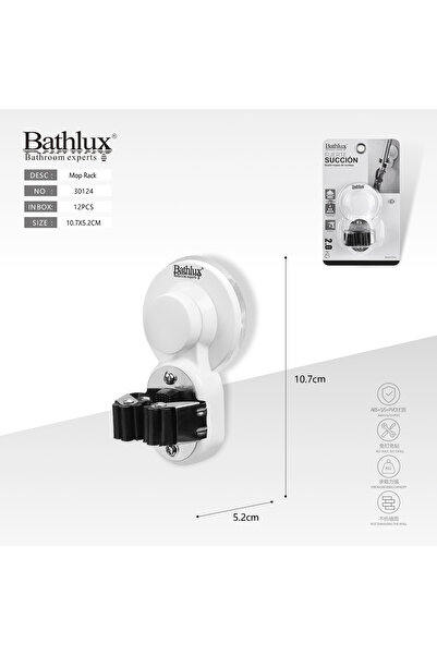BATHLUX Suport Puternic Pentru MOP Montat Cu Ventuze Cu Aspirație Pe Perete 30124