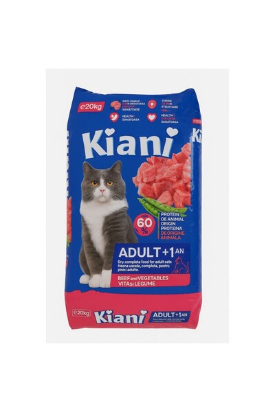 KİANİ Hrană uscată pentru pisici adulte cu carne de vită, 20 kg