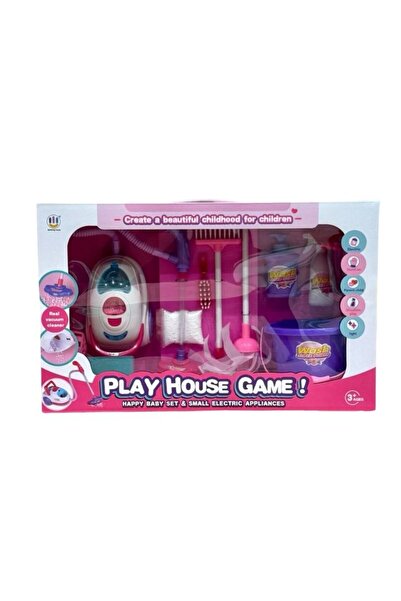 Premium مجموعة ألعاب تنظيف بيت اللعب – مكنسة كهربائية، ممسحة، وملحقات