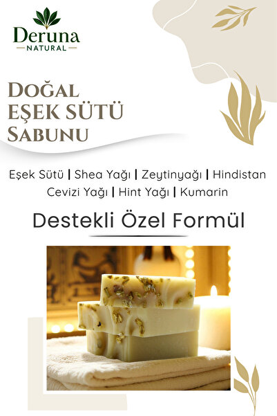 DERUNA NATURAL Doğal Eşek Sütü Sabunu | Shea Yağı Destekli Gençleştirici Bakı...