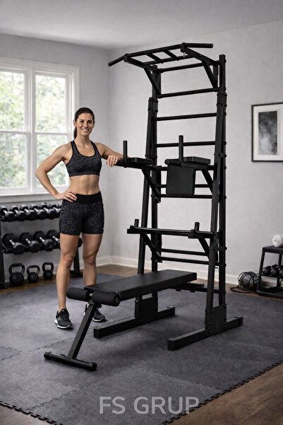 FSHOME FS Grup | İsveç Duvarı Premium Full Siyah Çok Fonksiyonlu Power Tower ...