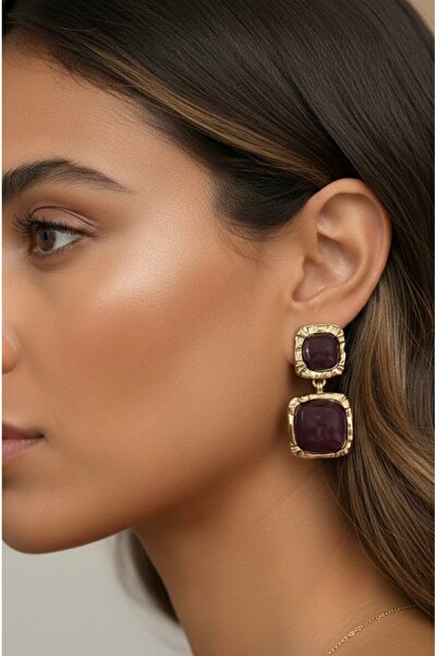 vina's atelier Burgundy Vintage Steel Earrings
