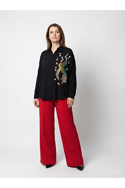 LOVE BOL PALAZZO KUMAŞ PANTOLON KIRMIZ RENK 44 BEDEN