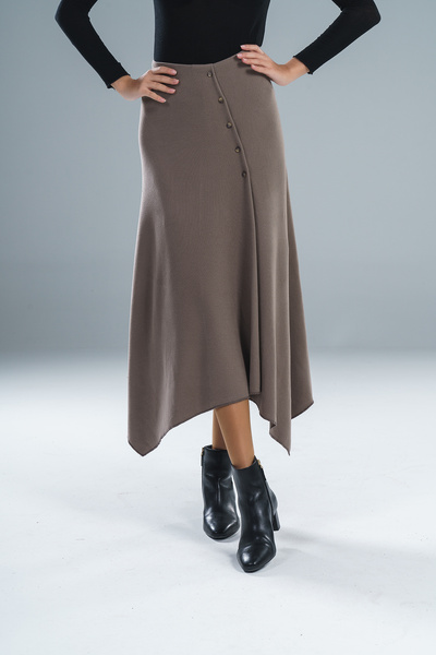 Paw Garage تنورة طويلة نسائية من قماش سالونيك بأزرار أمامية