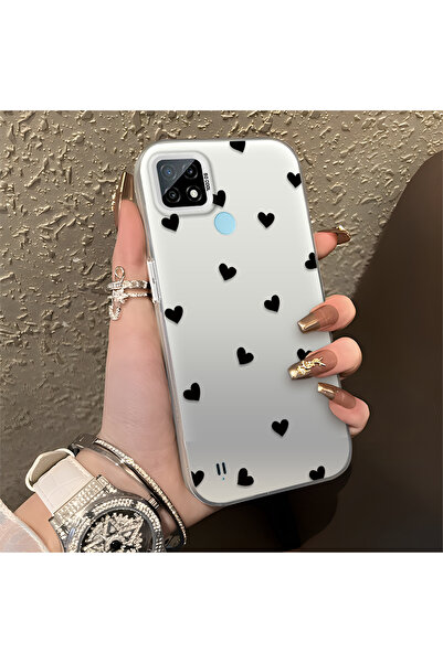 ucuc حافظة مضادة للسقوط من السيليكون المتوافقة مع هاتف Realme C21 بأنماط قلب