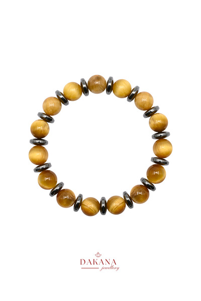 DAKANA JEWELLERY سوار رجالي من الحجر الطبيعي بقطر 8 مم مصنوع من عين التنين ال...
