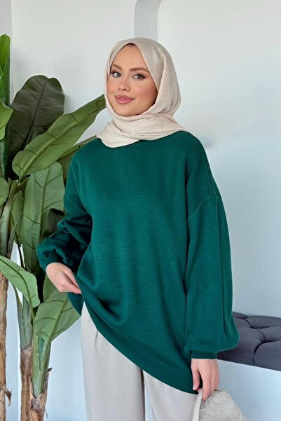 Hazamoda سترة تريكو نصف رقبة زمردية