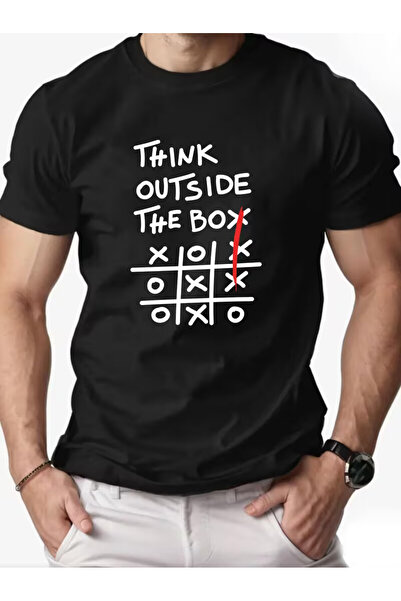 PENTHİLUS تي شيرت للجنسين مكتوب عليه 'فكر خارج الصندوق' - تي شيرت للجنسين