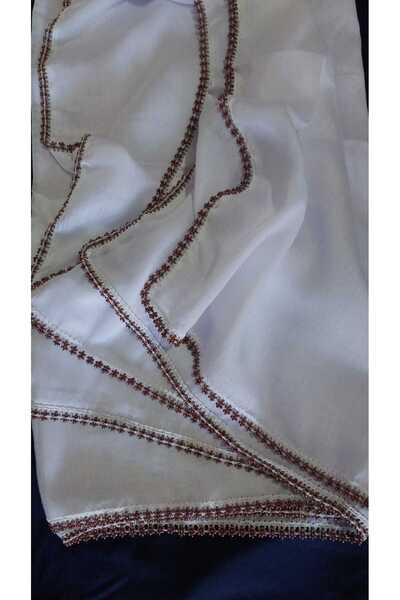 Papatyam 100 X 100 Beaded White Cheesecloth