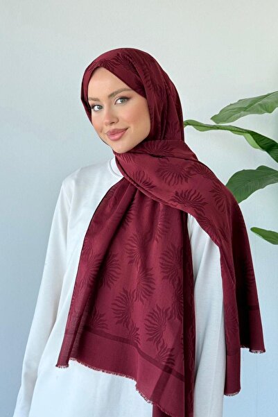 Hazamoda شال غاغا من القطن العضوي باللون العنابي