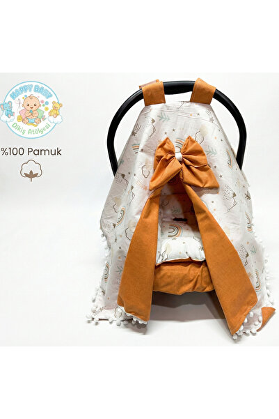 Happy Baby Dikiş Atölyesi 3'lü Puset Takımı Puset Örtüsü Minderi Çarşafı Pamuklu