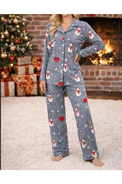 Hepyek Patterned Suede Fabric Pajama Set
