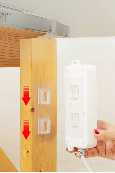 BULUT Çift Taraflı Yapışkanlı Geçmeli Klips Eşya Sabitleme Askısı Şeffaf Duvar Kancası