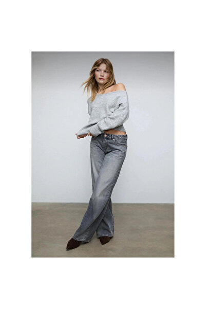 Mokşa Women's Baggy Washed Faded Gray Jeans