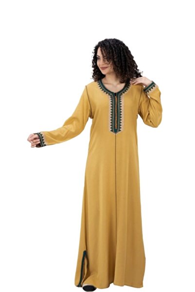 DEYARA FASHION Plain brooch jalabiya with summer embroidery