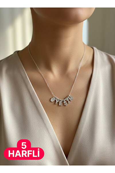 Moda Gümüş 925 Ayar Gümüş Zirkon Taşlı Kişiye Özel Fatma Ana Eli Figürlü İsim...