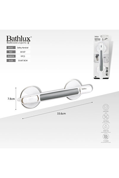 BATHLUX Balustrada De Siguranta Pentru Baie, Montaj Cu Ventuze Cu Aspiratie P...