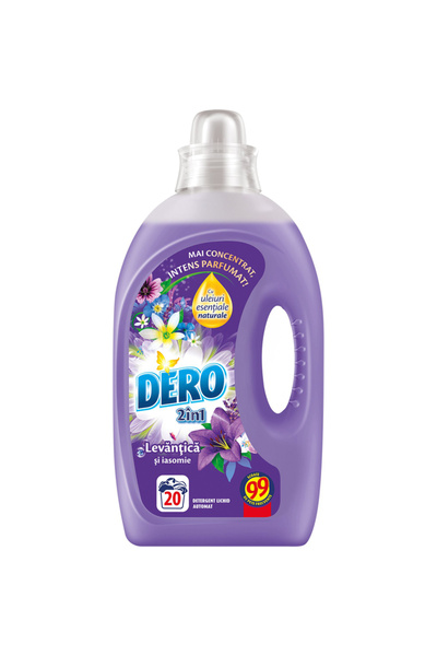 Dero DETERGENT LICHID 1L 2 ÎN 1 LAVANDĂ IASOMIE 20 SPĂLĂRI