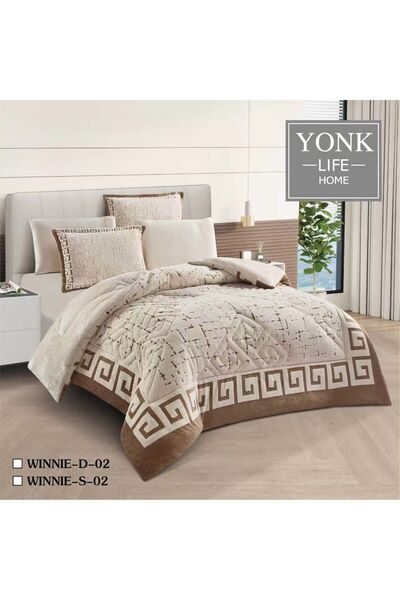YONK لحاف نفرين شتوي مخمل على فرو 230*250 - مفرش مزدوج