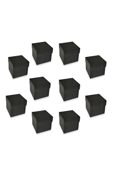 STE Onlu Demonte Siyah Hediye Kutusu 10x10x10 cm - On Adet Siyah Hediye Kutusu