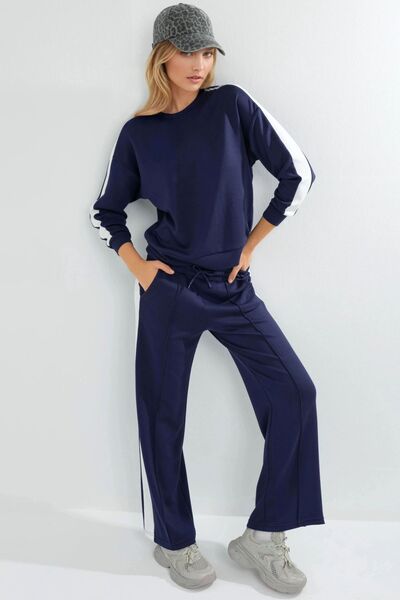 Hiccup Modal Textured Regular Fit Sweatshirt & Pants Set Berşan Collection