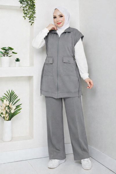 Arden Butiq Tesettür Kadın Alt Üst 3'Lü Takım | Likralı Rahat Kalıp | 4 Mevsi...