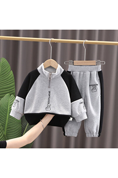 Superbaby Compleu gri cu negru pentru baietei - Sports cool