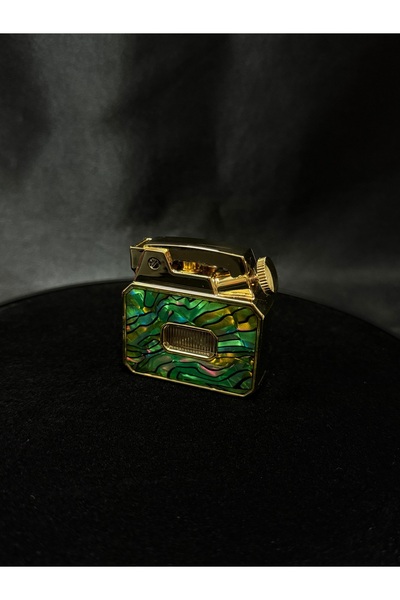 PROMISE Benzinli Gold Kaplama Lüks Çakmak – Yeşil Gold Özel Desen | Prestij &...