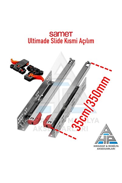 SAMET 35cm/350mm Ultimade Slide Frenli Yarım Açılım/Kısmi-Tek Açılım Tandem R...