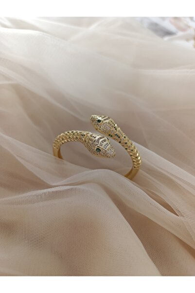 karan jewel Çelik yılan kelepçe 14k gold