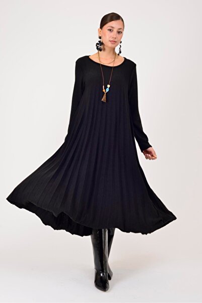 Park Moda 20643 ROCHIE LUNGĂ TRICOTATĂ DETALIATĂ CU PLIURI SIENA