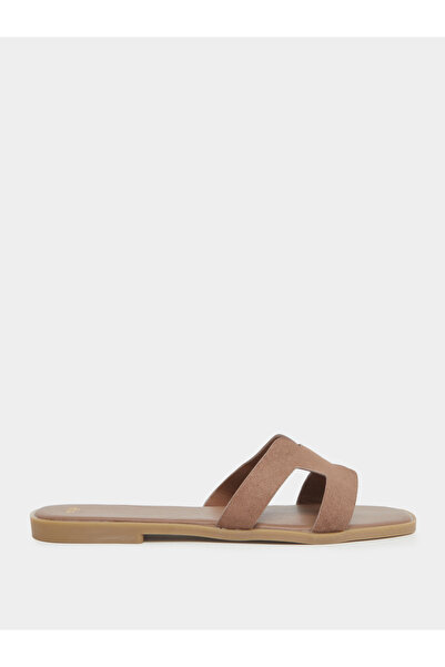 Styli Brown Suede Flat Sandals