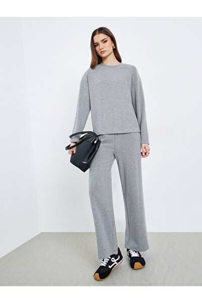 Styli Women Grey Knit Top and Pants Co-Ords