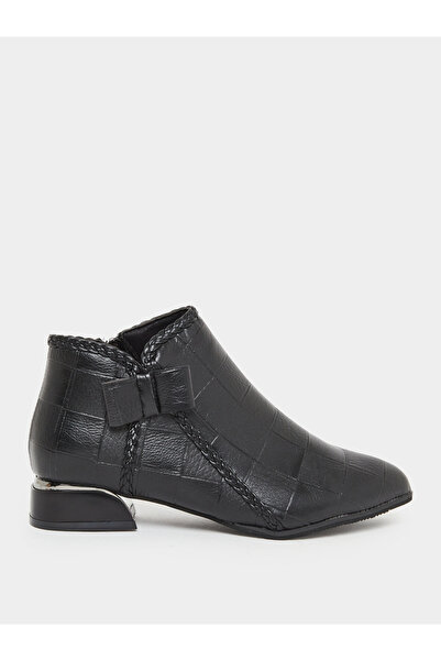 Take Two By Styli Women Black Textured Embossed Ankle Boots