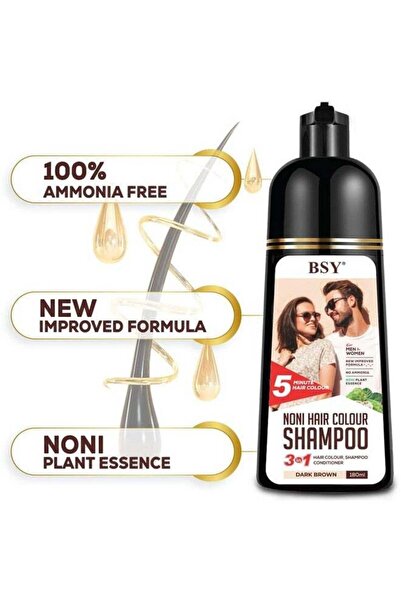 BSY Noni Dark Brown Hair Colour Shampoo -180 Ml - Pump Pack