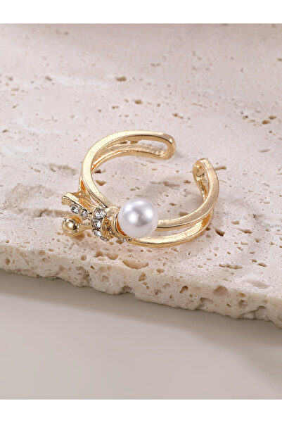 Take Two By Styli Rhinestone Faux Pearl Embellished Ring