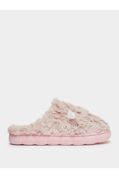 Take Two By Styli Solid Plush Sheep Ear Detail Bedroom Slippers