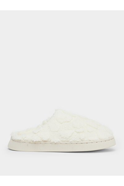 Styli Off White Plush Bedroom Slippers