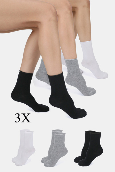 ERENART Bamboo Women's Elastic-Free White-Black-Grey Socket Stitch-Free Premi...