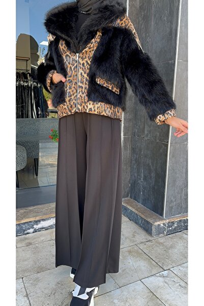 İthal leopar kürk kaban