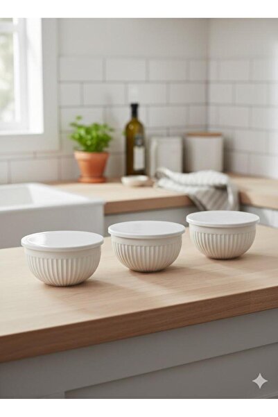 Stillo Set of 3 Corrugated Prep and Storage Containers – Cream White