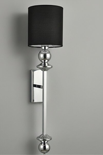 Elite Lighting Nereid Krom Renk Aplik Siyah Kumaş Başlık Şık Elektrikli Duvar...