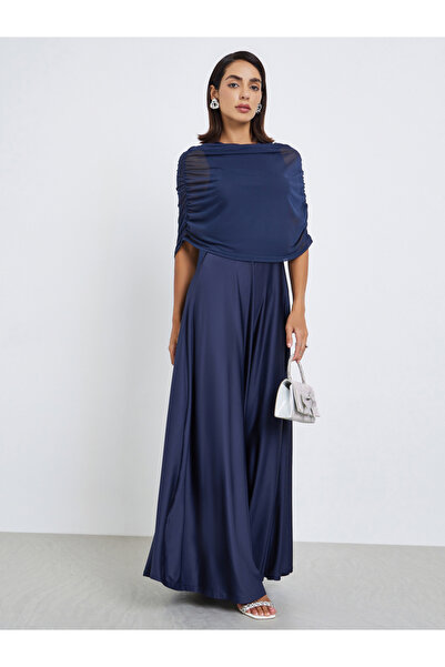 Styli Solid Different materials splicing fashion party MIDI Dress