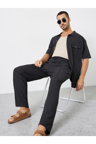 Styli Men Black Relaxed Fit Shirt and Pants Co-Ords
