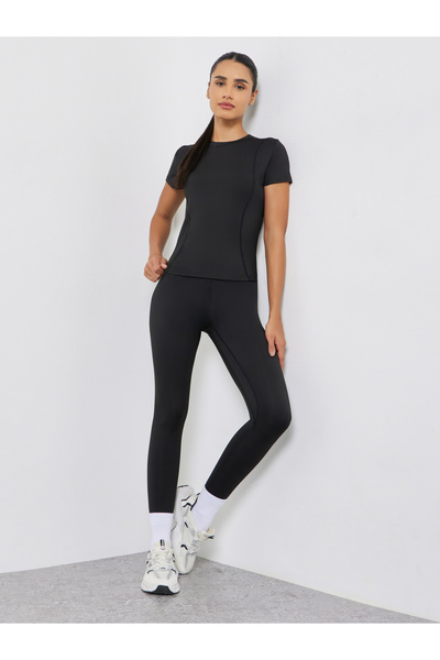 Styli Stitch Detail Short Sleeves Top and Leggings Set