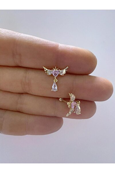 Arescollection 1 adet zirkon taşlı helix lobe flat uyumlu piercing küpe