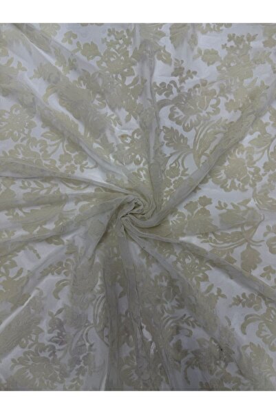 İKRA TEKSTİL MANİFATURA TÜL ÜZERİ ÇİÇEK DESEN FLOK BASKI KUMAŞI