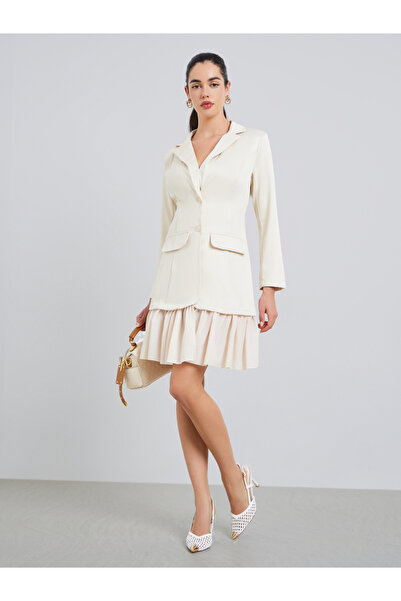 Styli Women White Long Sleeves Blazer Mini Dress