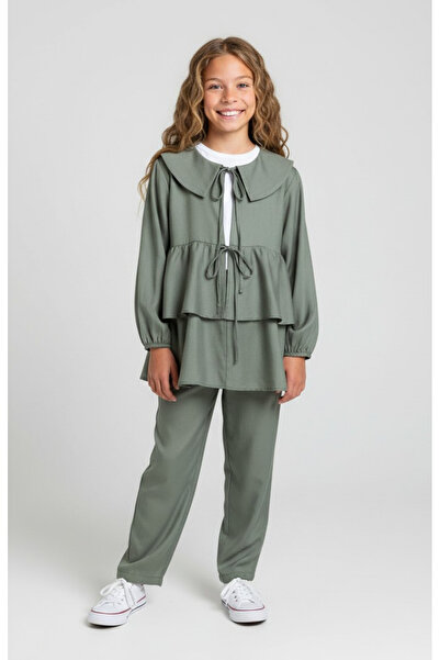 FESSHERA KİDS Set tunică și pantaloni cu volan pentru fetiță, cu șireturi, 12...
