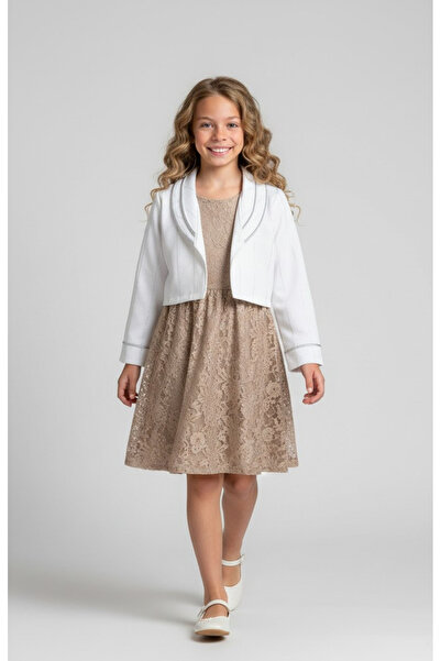 FESSHERA KİDS Set haine din dantelă pentru fetiță, jachetă bolero, 9-12 ani